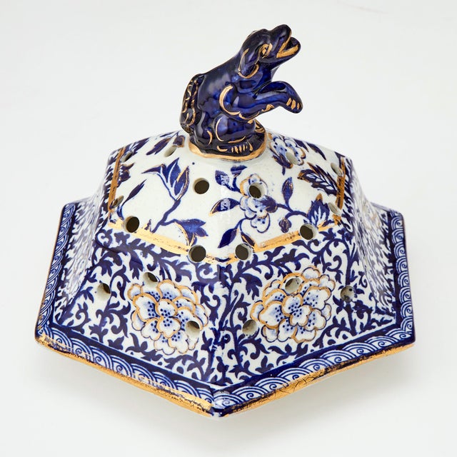 Mason's Ironstone Mason's Ironstone Blue and White Hexagonal Covered Potpourri Jars For Sale - Image 4 of 9