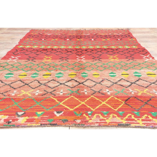 Red Vintage Red Moroccan Rag Rug - 05'05 X 09'00 For Sale - Image 8 of 9