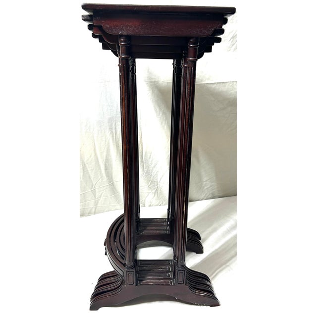 Wood Set of 4 Antique Edwardian Quality Mahogany Nesting Tables For Sale - Image 7 of 12