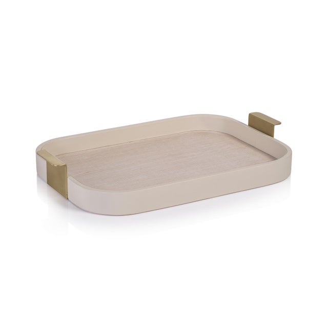 Metal Córdoba Leather Tray with Metal Handles, Medium For Sale - Image 7 of 7