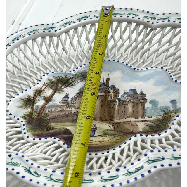 Ceramic Lille France Faience Lattice Centerpiece Bowl For Sale - Image 7 of 12