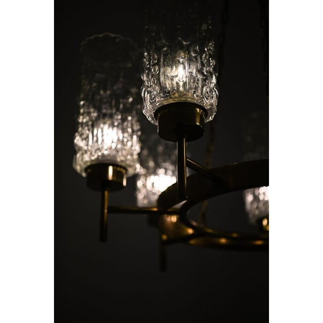 Chandelier in Brass and Glass by Carl Fagerlund, 1950s For Sale - Image 11 of 12