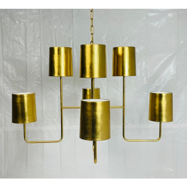2020s Visual Comfort Barbara Barry “Go Lightly” 8-Light Gold Leaf Chandelier For Sale - Image 5 of 15