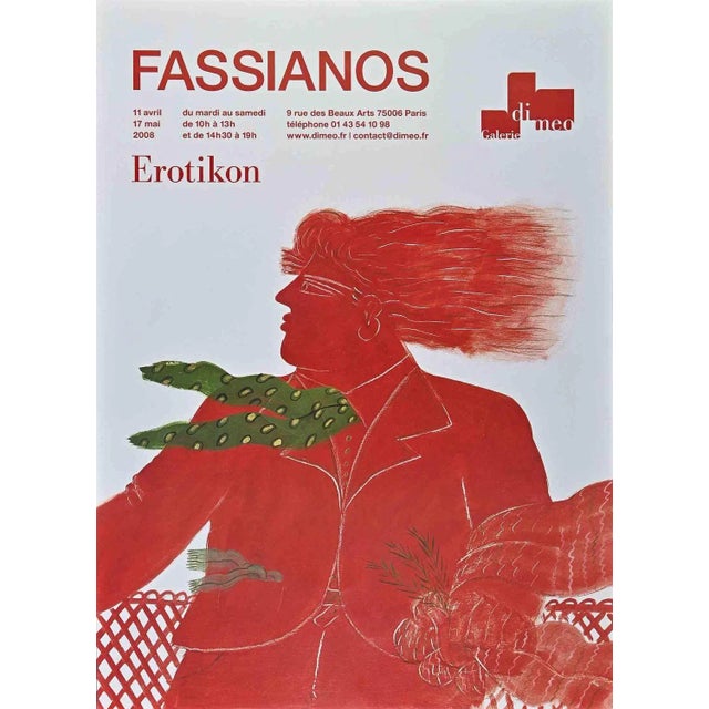 This Fassianos, Erotikon - Galerie Di Meo is a vintage poster. This artwork was realized in occasion of the exhibition by...