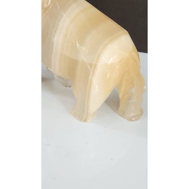 Pair of Vintage Hand-Carved Honey Onyx Elephant Figurines For Sale - Image 9 of 16