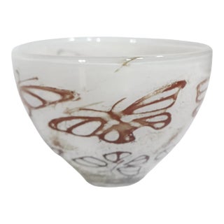 Art Glass Olle Brozen Kosta Boda Papi Collection Bowl With Butterflies C 2000's For Sale
