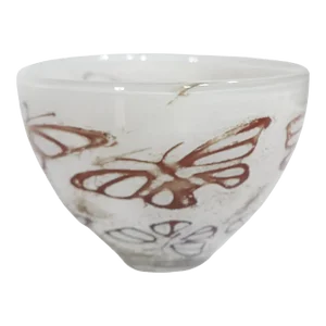 Art Glass Olle Brozen Kosta Boda Papi Collection Bowl With Butterflies C 2000's