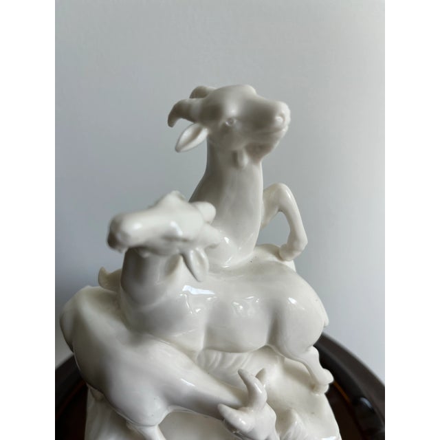 Ivory Vintage Blanc De Chine “Three Auspicious Goats” Ceramic Figure For Sale - Image 8 of 12