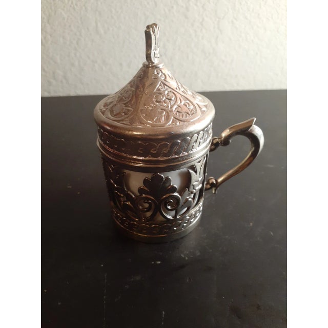 This is a GORGEOUS 1960 Silver Covered 4" Demitasse Cup. Made in Turkey Procured during personal travel TABLE 2