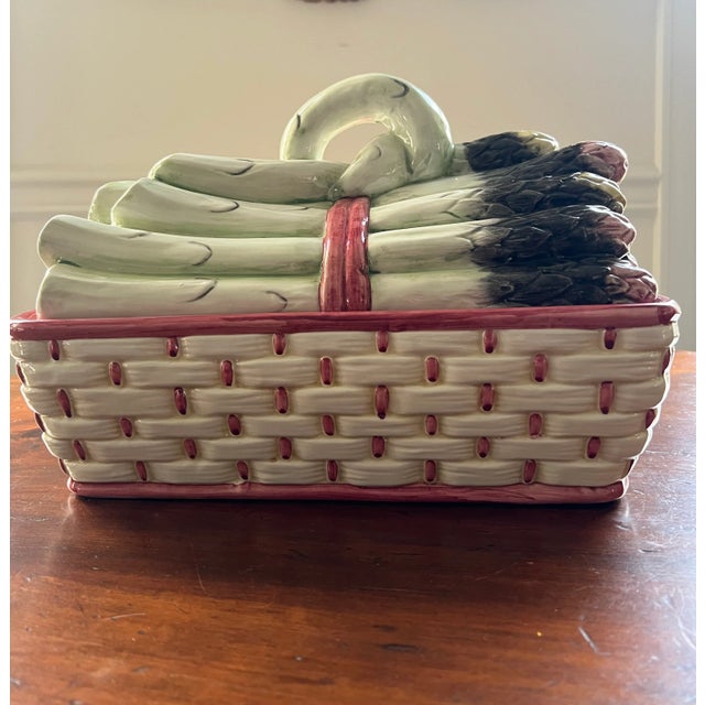 A sign of spring; this hand painted Italian ceramic asparagus lidded dish is a wonderful piece for hosting spring’s...