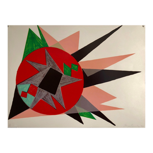 Gary Burnley, Lithograph w Gloss Overprinting Stacked Signs Post Modern 80s Memphis Milano Era, 1981