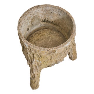 French Faux Bois Concrete Footed Planter, 1940s - 2 Available For Sale