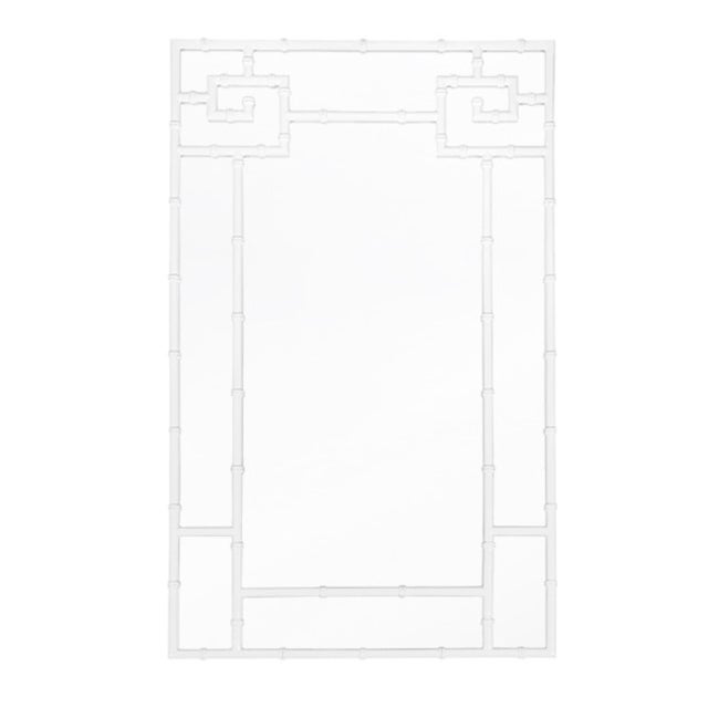 Worlds Away Matthew Izzo Home Tessa White High Gloss Lacquer Bamboo Design Wall Mirror For Sale - Image 4 of 4