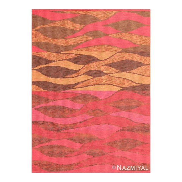 Nazmiyal Collection Mid Century Modern Double Sided Swedish Kilim Rug For Sale