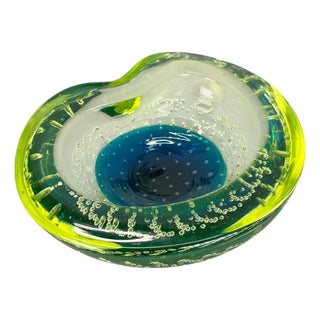Large Murano Glass Bubble Yellow Bowl, Italy, 1970s For Sale
