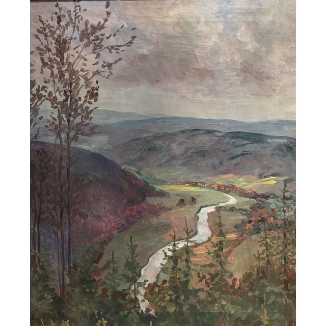 Meyer Moringen Helene, Wesertal Gieselwerder Reinhardswald View, 1890s, Oil on Canvas, in Very Good conditions. Designed...