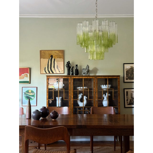 Green Ombre Murano Glass Chandeliers, Set of 2 For Sale - Image 4 of 12