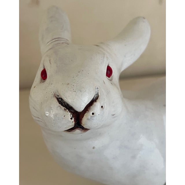 Vintage Hand Painted Terra Cotta Rabbit For Sale - Image 10 of 12
