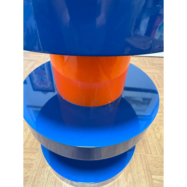 Jotex, Portello Style Lacquered MDF Tiered Side Table in Blue & Orange — Space Age Pop Style For Sale - Image 4 of 9