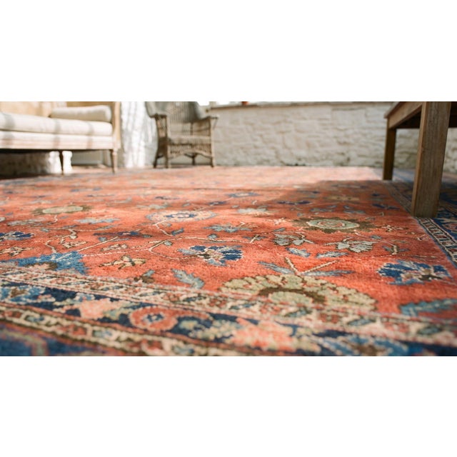 Red 1900s Red Rust Rustic Floral Antique Persian Bijar Rug 11' 0" X 17' 3" Handknotted Wool Carpet For Sale - Image 8 of 8