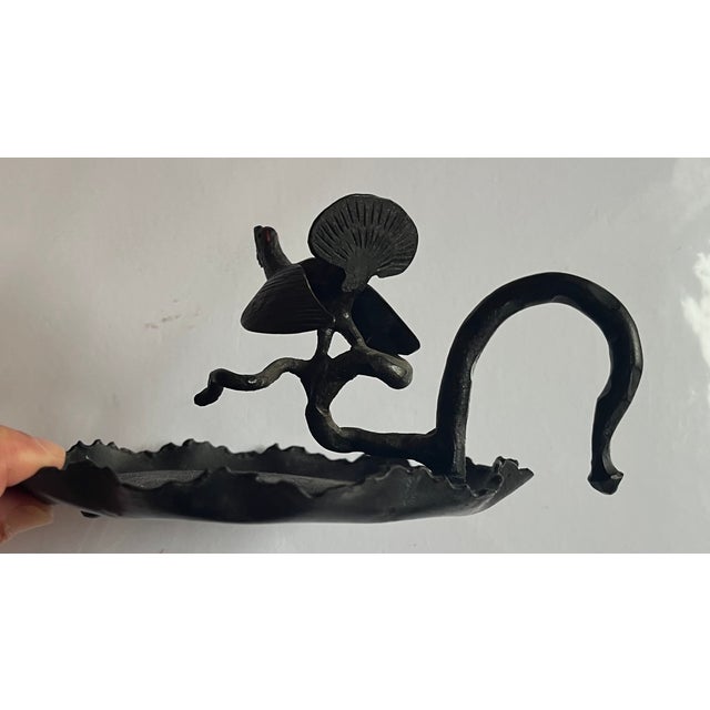 Antique early 20th century American Arts & Crafts bronzed iron card tray. Decorated with a turkey perched on a branch form...