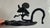 Antique early 20th century American Arts & Crafts bronzed iron card tray. Decorated with a turkey perched on a branch form...
