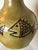 Small glazed ceramic lamp with a fish design, in perfect condition, signed with the monogram. Original raffia lampshade...