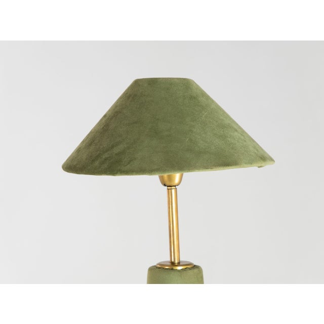 Pair of Moss Green Velvet Floor Lamps, French Late 20th C. For Sale In New York - Image 6 of 11