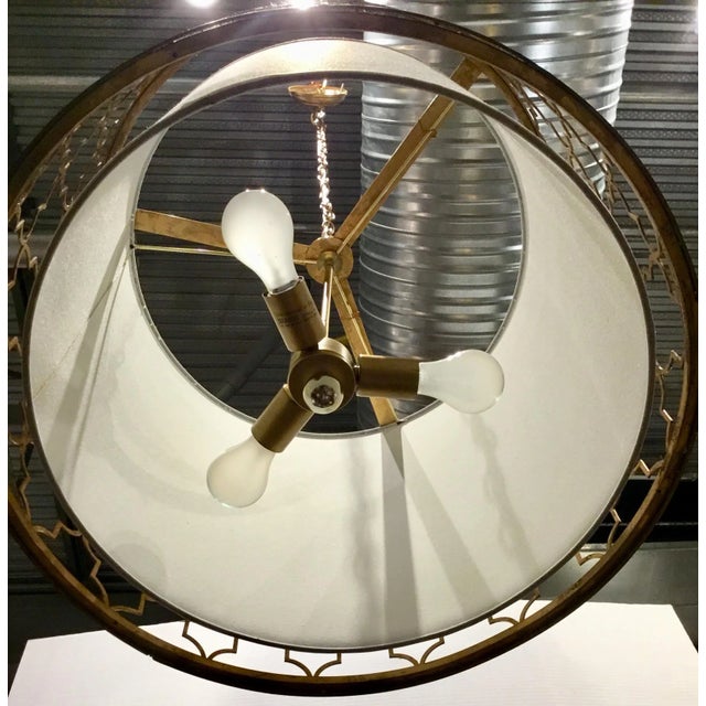 Regina Andrew Modern Gold Leaf Finished Geometric Drum Shade Pendant For Sale In Atlanta - Image 6 of 8