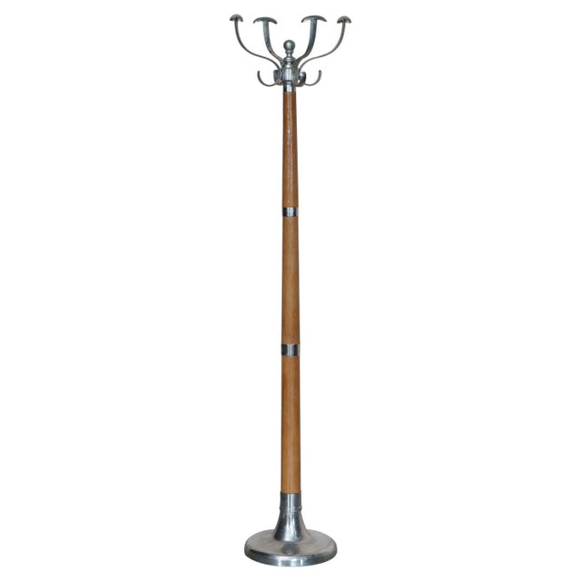 Brown Leather Heavy Chrome Frame Hand Stitched Coat & Hat Stand or Rack For Sale - Image 13 of 13