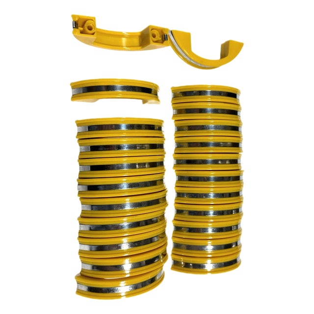 Yellow Phonic Resin Drawer/Door Pull With Aluminum Accent, Set of 23 For Sale