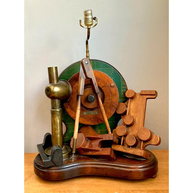 Vintage Wood and Metal Maritime Assemblage Lamp For Sale In West Palm - Image 6 of 12