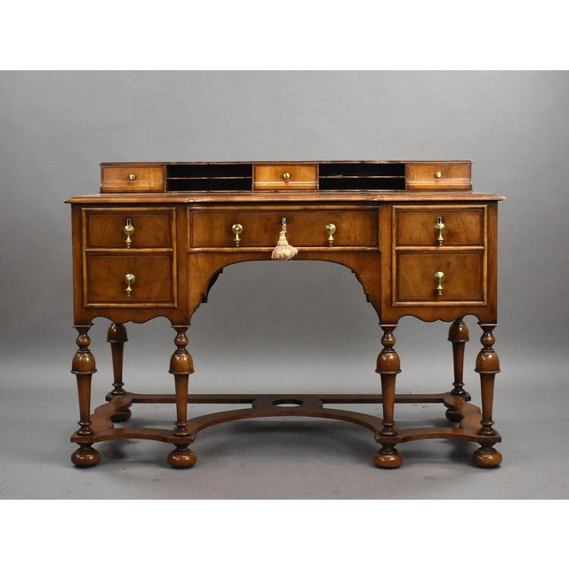 Queen Anne Style Walnut Writing Table A handsome Queen Anne style walnut writing table of elegant proportions, constructed...