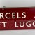 Rare Early 20th C Large Double Sided Train Station Porcelain Enamel Sign in Cherry Red Reads "Parcels and Left Luggage" For Sale - Image 12 of 18