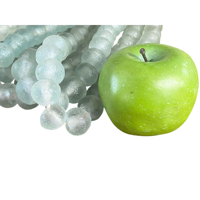 Glass Vintage African Large Glass Light Green Trading Beads Necklace One String For Sale - Image 7 of 8