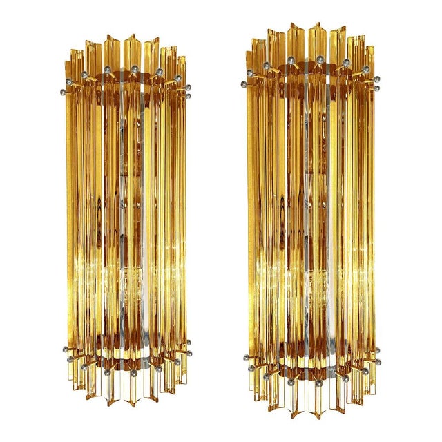 Amber Triedro Murano Glass Wall Sconce in Venini by Simoeng, Set of 2 For Sale - Image 4 of 6