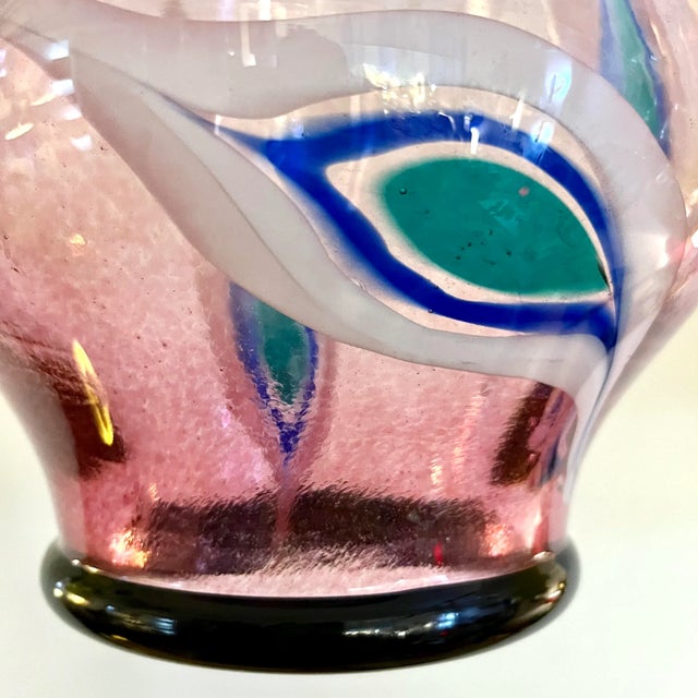 Bespoke Italian Organic Purple Black White Tulip Murano Glass Pendant Light For Sale - Image 10 of 13