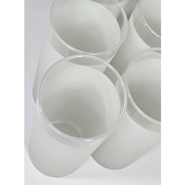 White Frosted Highballs- Set of Six For Sale - Image 8 of 11