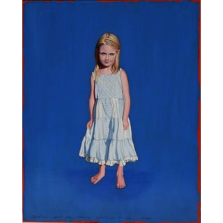 Believe You Can Fly by Suzy Smith | Oil on Panel Portrait of a Girl in a White Dress For Sale