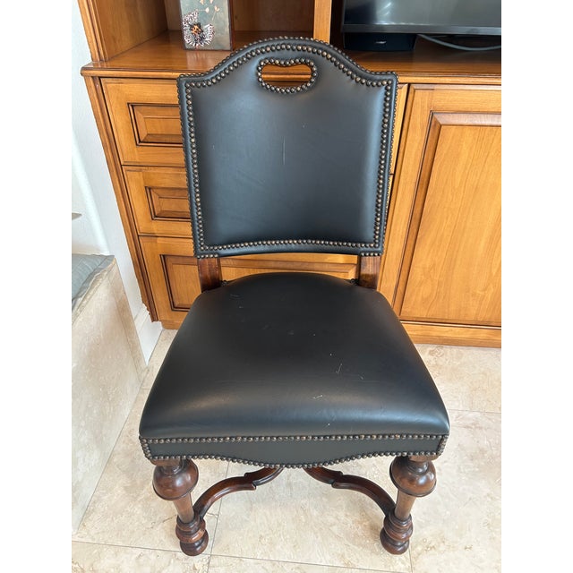 Theodore Alexander Theodore Alexander Black Leather Accent Chair For Sale - Image 4 of 10