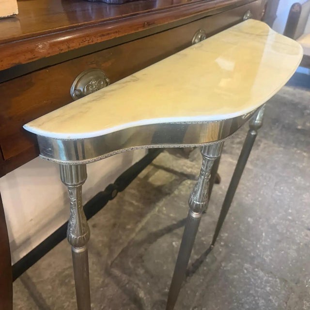 1950s Mid-Century Modern Brass and Marble Italian Console Table For Sale - Image 10 of 11