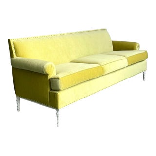 Vintage Regency Custom Mohair Sofa After Jansen For Sale