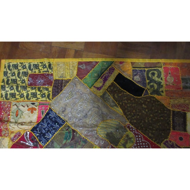 Vivid Embroidered Patchwork Quilt Handcrafted Textile Art - Jerusalem 36"x24" For Sale - Image 10 of 16