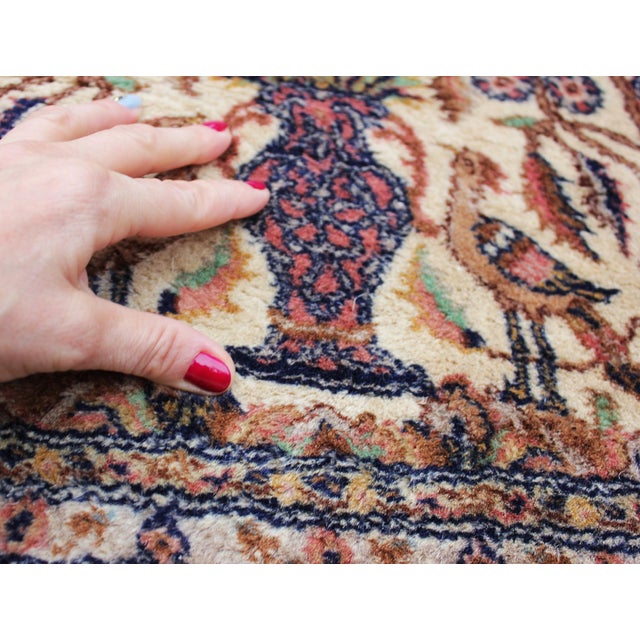 Vintage Wool Rug with Floral and Bird Motif, Pakistan, 1970s For Sale - Image 3 of 8