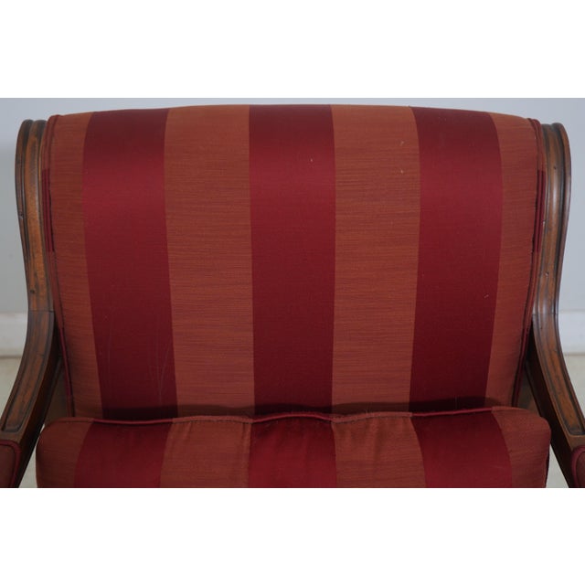 1990s Ethan Allen Carved Frame Upholstered Lounge Chair For Sale - Image 5 of 12