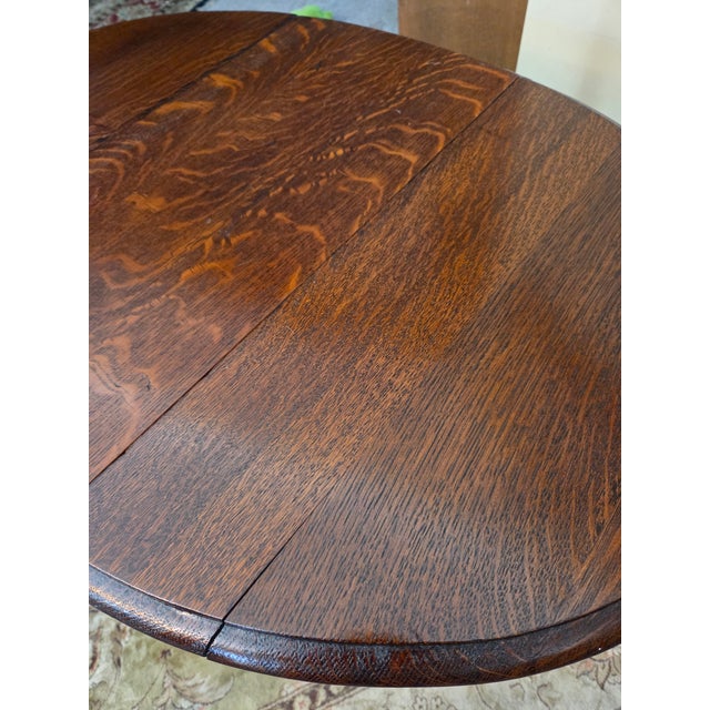 Antique English Table Drop Leaf Gateleg Barley Twist Oak Medium End Table Oval For Sale - Image 16 of 17