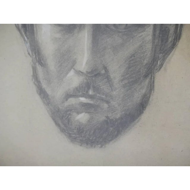 Mina Anselmi, Face of Man, 1940, Charcoal Drawing, Framed For Sale - Image 9 of 12
