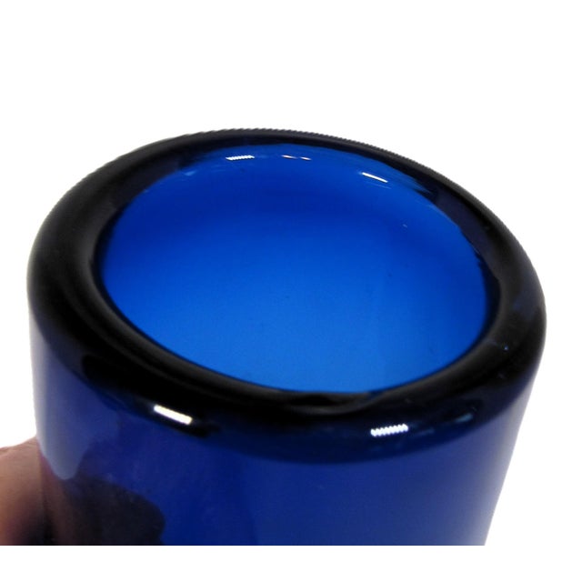 Art Deco Mid-Century Blown Glass Vase Cobalt Blue 9" For Sale - Image 3 of 11