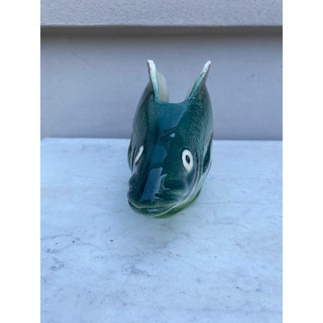 Large French Majolica Fish jardiniere signed Desvres Masse circa 1890. ( North of France ) L / 14.5 inches L , H / 5.5...