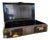 Antique Chinese Export Black Lacquer Chinoiserie Box, Hand-Painted Figures & Cranes For Sale